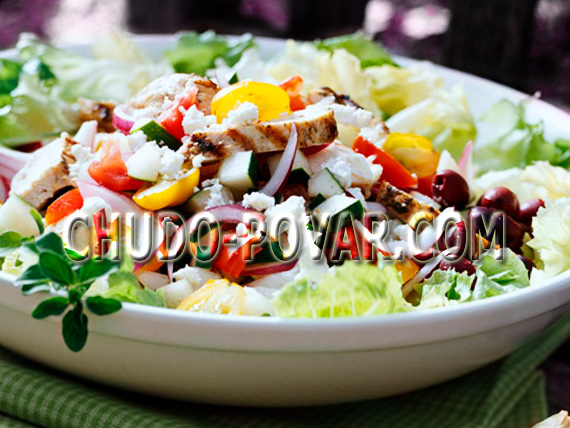 греческий салат с курицей рецепт с фото