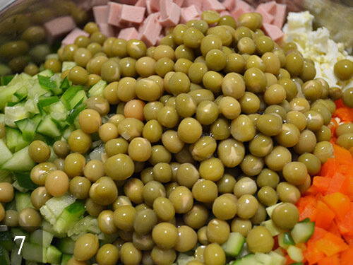 Приготовление салата оливье с фото