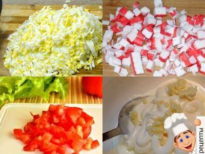нежный салат крабовые яйца сыр помидоры