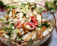 салат с копченым кальмаром рецепт