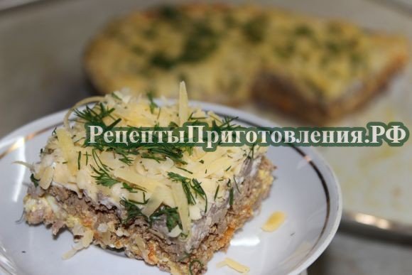 Слоеный салат с куриной печенью и сыром, рецепт с фото
