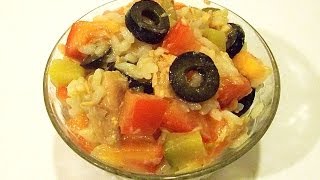 Салат с Рисом и Tунцом «Яркий» кулинарный видео рецепт
