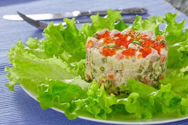 Вкусный картофельный салат с солеными огурцами и овощами — стоковое фото