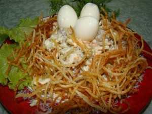 Рецепт перепелиное гнездо салат