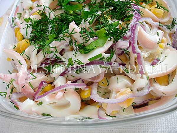 Рецепты салатов кальмары